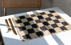 Black checked Placemat, Rectangular raffia tabletop