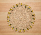 Handmade Tulip Placemat – Raffia Crochet Floral Table Mat – Spring & Easter Table Decor – Artisan Tableware – Boho Dining Accent