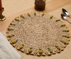 Handmade Tulip Placemat – Raffia Crochet Floral Table Mat – Spring & Easter Table Decor – Artisan Tableware – Boho Dining Accent