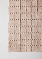 Blush Pink Plaid Hand-Loomed Cotton Bobble Mat