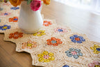 Flower Table Runner, Multicolor Raffia Tabletop