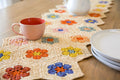 Flower Table Runner, Multicolor Raffia Tabletop