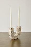 U-shaped Neutral Terrazzo Taper Candle Holder