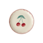 Ceramic Cake Plate with Hand Painted Cherries
