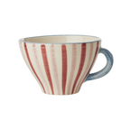Ceramic Tea Cup with Hand Painted Stripes - 5.0 oz