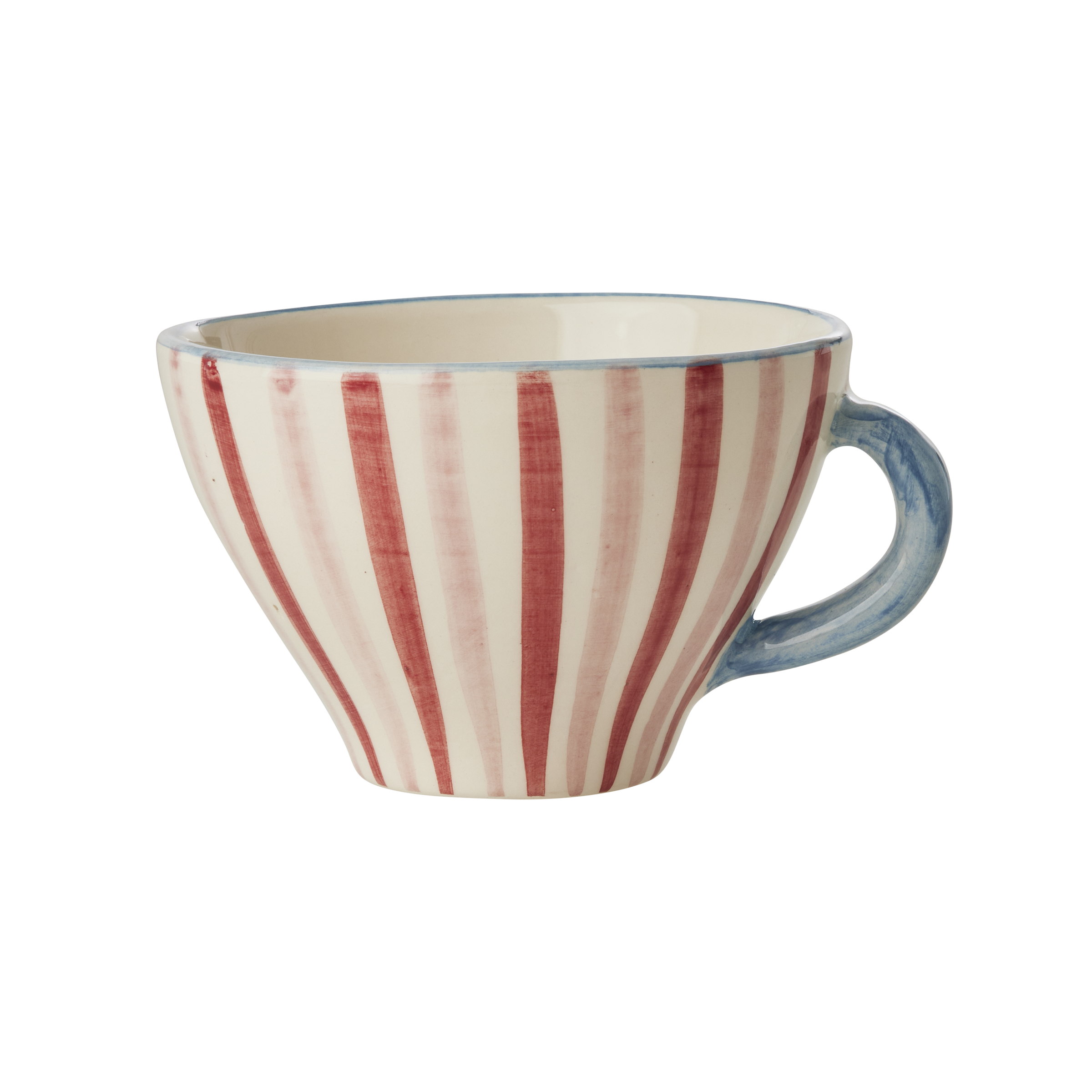 Ceramic Tea Cup with Hand Painted Stripes - 5.0 oz