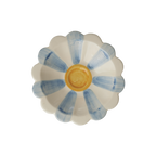 Ceramic Flower Dipping Bowl with Blue Hand Painted Stripes