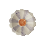 Ceramic Flower Dipping Bowl with Lavender Hand Painted Stripes