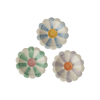 Ceramic Flower Dipping Bowl with Blue Hand Painted Stripes