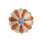 Ceramic Flower Dipping Bowl with Orange Hand Painted Stripes