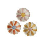 Ceramic Flower Dipping Bowl with Pink Hand Painted Stripes