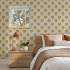 King Protea Wallpaper, tan and olive