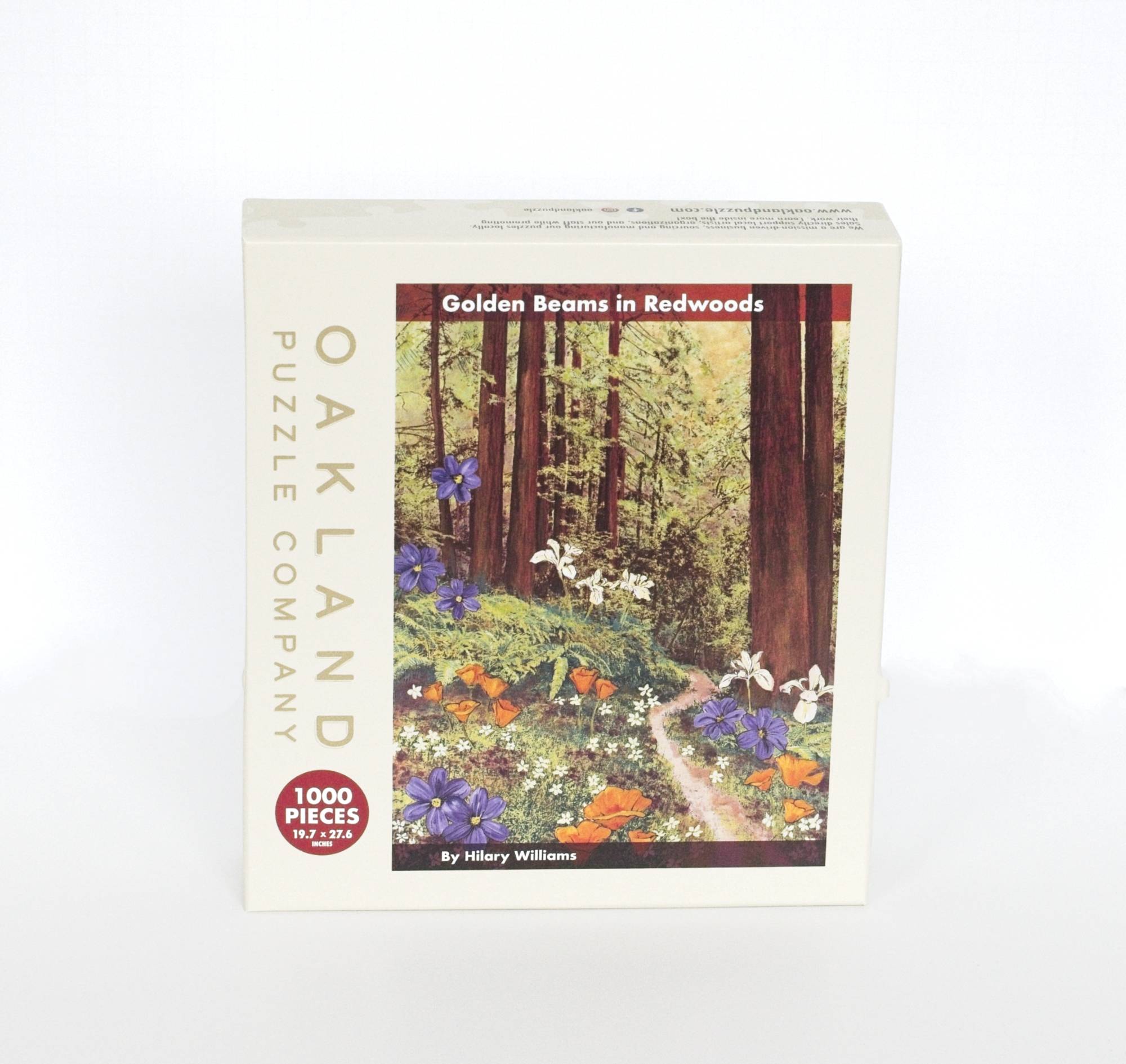 Golden Beams in Redwoods Puzzle – 1000 Pieces of California Forest Art by Hilary Williams