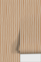 Dolce Stripe Wallpaper, apricot and off-white