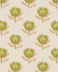 King Protea Wallpaper, tan and olive