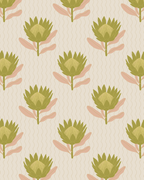 King Protea Wallpaper, tan and olive
