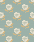 King Protea Wallpaper, light blue and apricot
