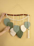 Macrame Leaf Hanging Tassel Tone Green