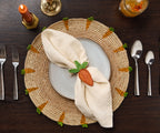 Handwoven Carrot Round Raffia Placemat – Artisan Table Décor