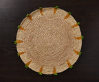 Handwoven Carrot Round Raffia Placemat – Artisan Table Décor