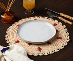 Scattered Strawberry Hand-Crocheted Raffia Palm Round Placemat