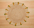 Handwoven Carrot Round Raffia Placemat – Artisan Table Décor