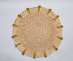 Handwoven Carrot Round Raffia Placemat – Artisan Table Décor