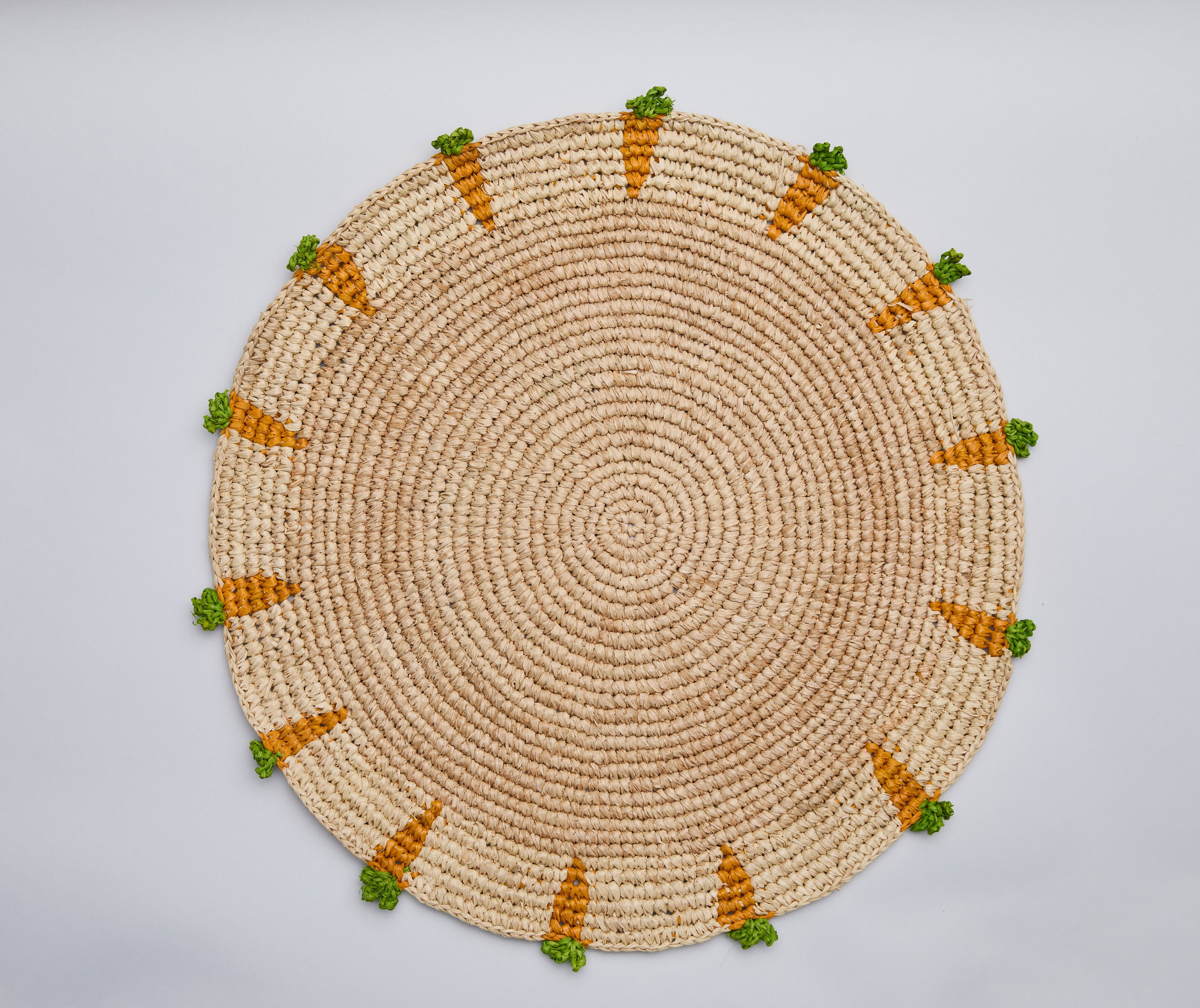 Handwoven Carrot Round Raffia Placemat – Artisan Table Décor