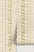 Posy Lane Stripe Wallpaper, beige and yellow