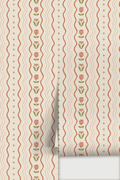 Posy Lane Stripe Wallpaper, beige and terra cotta