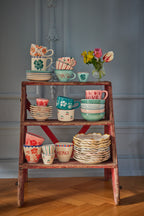 Ceramic Tea Cup with Hand Painted Stripes - 5.0 oz