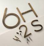Solid Antique Brass House Numbers | Hammered Finish