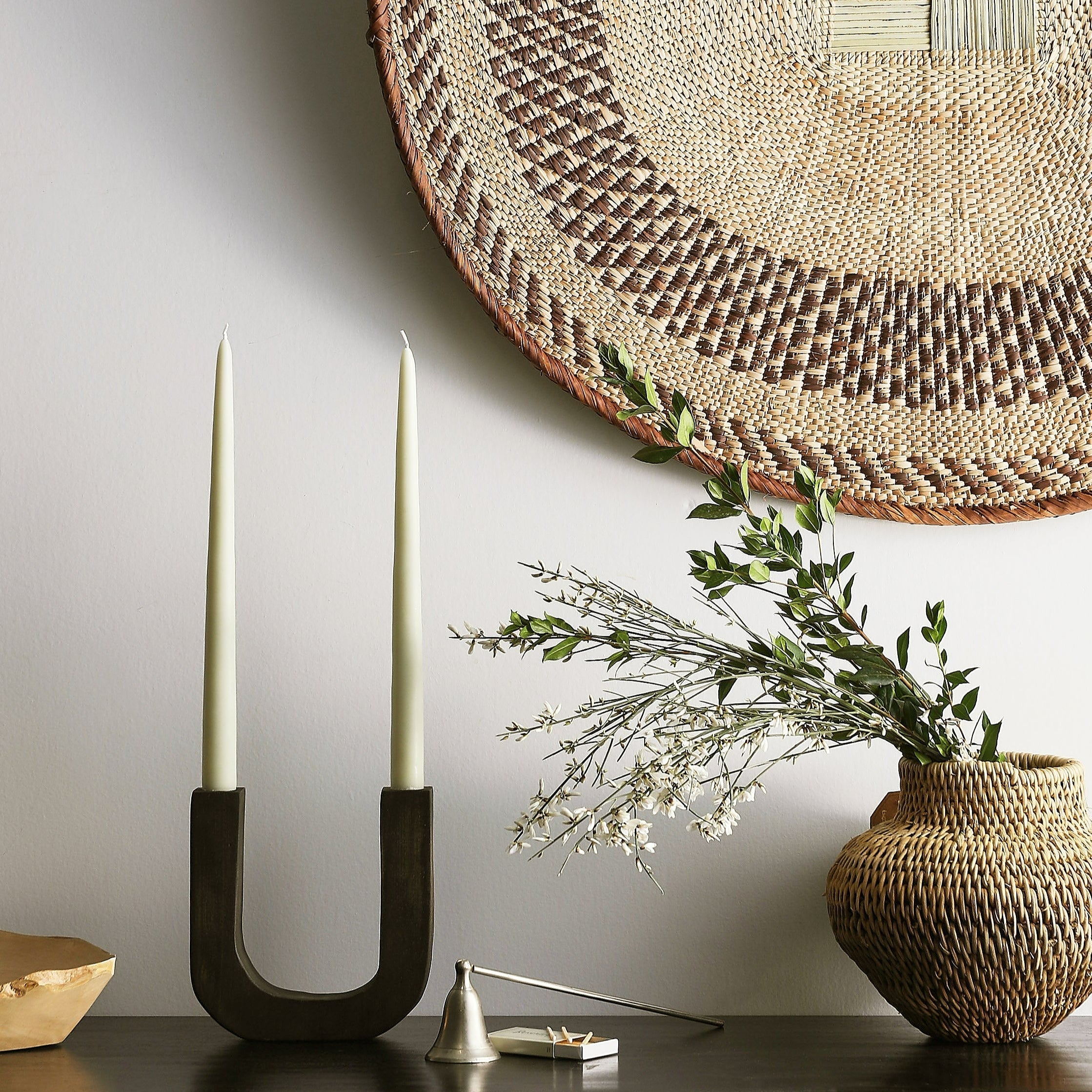 U-Shaped Wooden Double Taper Candlestick Holder