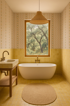 Posy Lane Stripe Wallpaper, beige and yellow