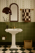 Posy Lane Stripe Wallpaper, beige and green