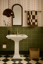 Posy Lane Stripe Wallpaper, beige and terra cotta