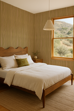 Dolce Stripe Wallpaper, peach and chartreuse