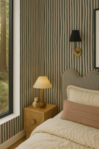 Dolce Stripe Wallpaper, olive green and tan