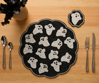 Handmade Beaded Ghost Placemat Halloween Table Decor Spooky Bead Table Mat Cute Ghost Centerpiece Goth Holiday Decoration