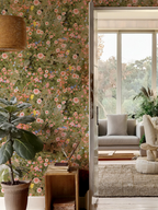 Cali Flowers Wallpaper, peachy green