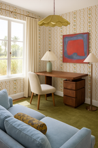 Posy Lane Stripe Wallpaper, beige and yellow