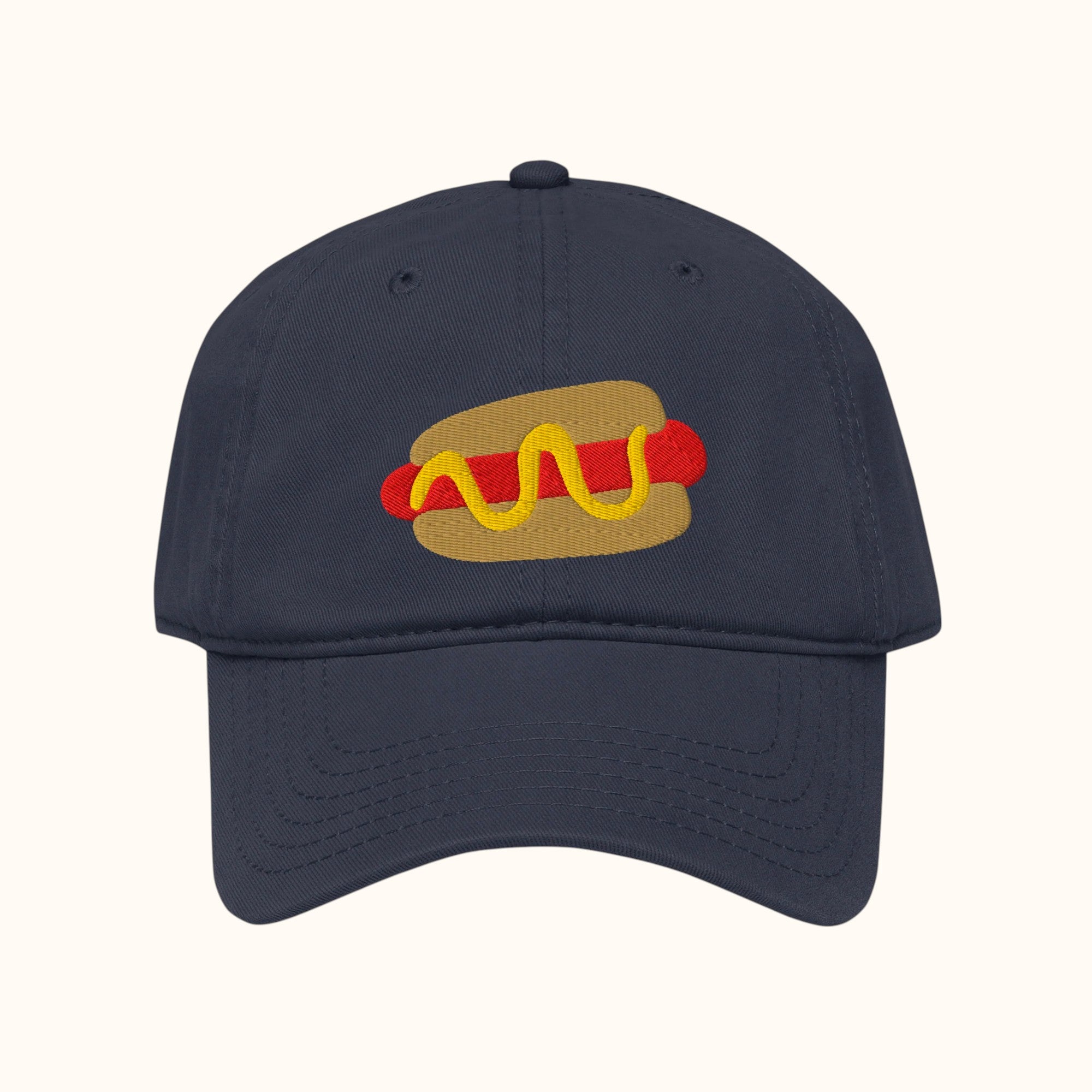 Hot Dog Embroidered Garment Washed Baseball Cap