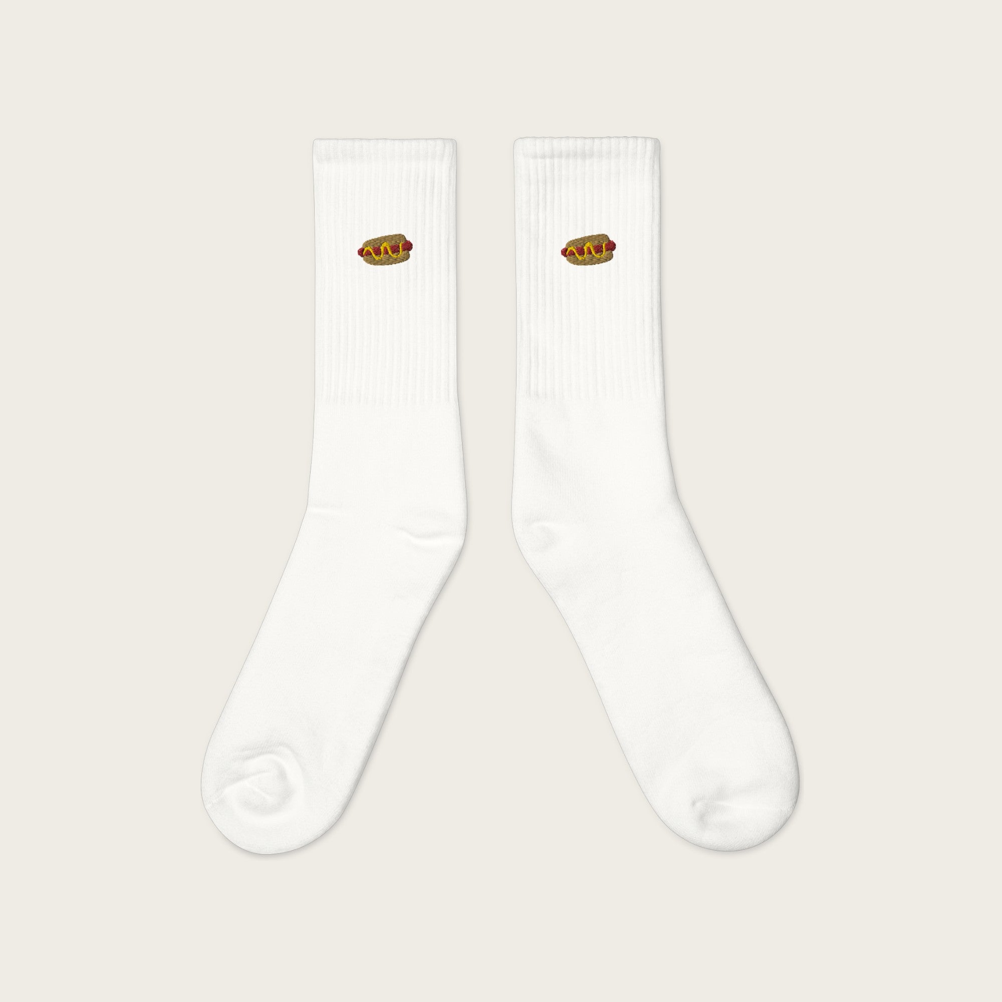 Hot Dog Embroidered Socks