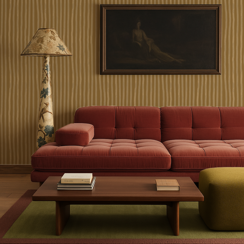 Dolce Stripe Wallpaper, mustard yellow and butter