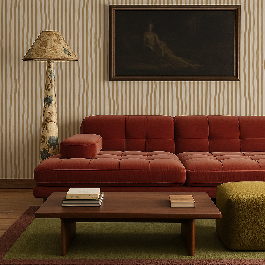 Dolce Stripe Wallpaper, off-white and butter yellow