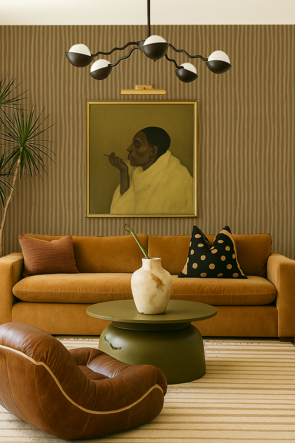 Dolce Stripe Wallpaper, mustard yellow and butter