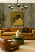 Dolce Stripe Wallpaper, olive green and tan