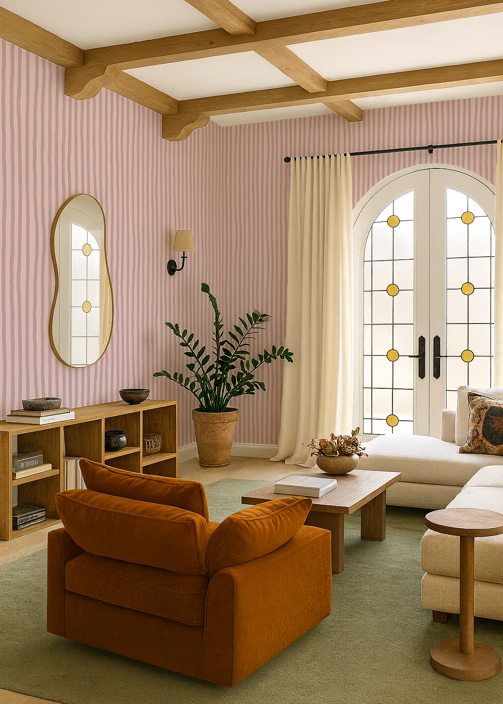 Dolce Stripe Wallpaper, primrose pink