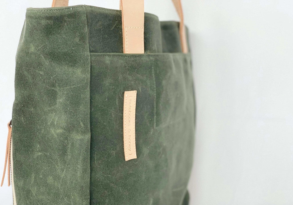 Olive Wax Canvas Tote Bag - The Wild One