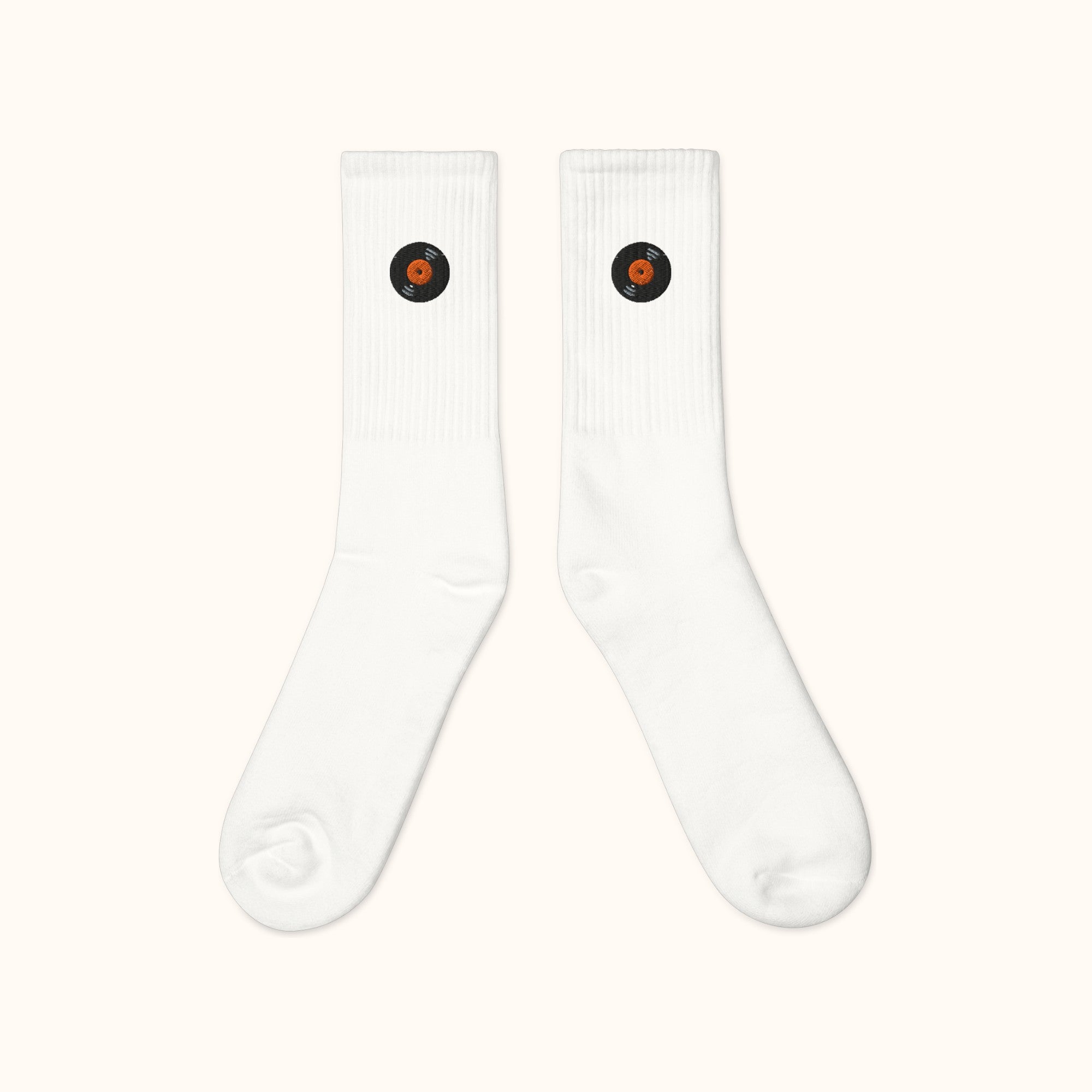 Vinyl Record Embroidered Socks